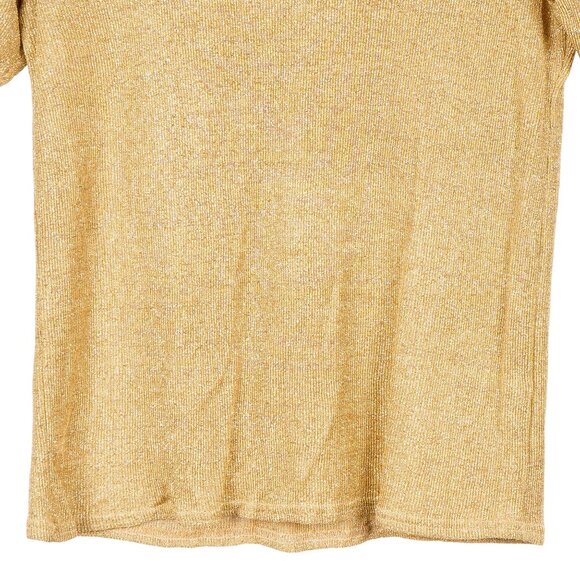 Accessory Lady Gold VTG Shirt S Womens Metallic Short Sleeve Knit Acetate Lurex - Picture 3 of 6